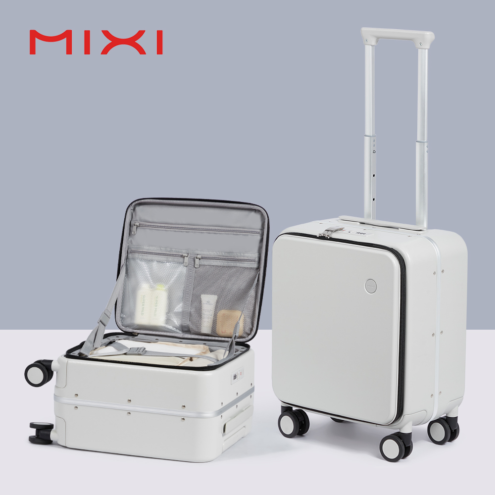Aluminum Frame Carry On Luggage - حقيبة سفر Mixi مقاس 14 بوصة،