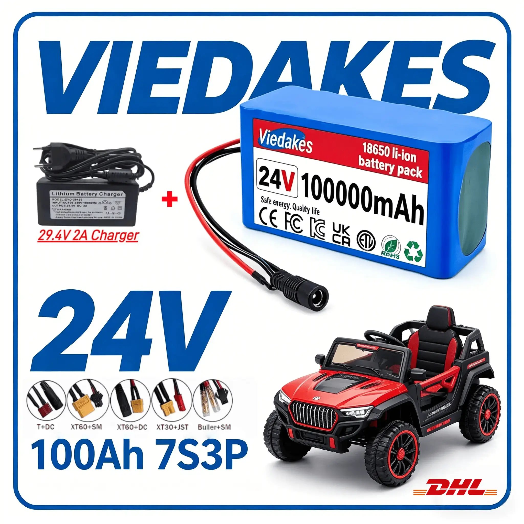 Kids Ride On Suitcase Scooter - ✈️ ✈️ بطارية VIEDAKES 24 فولت
