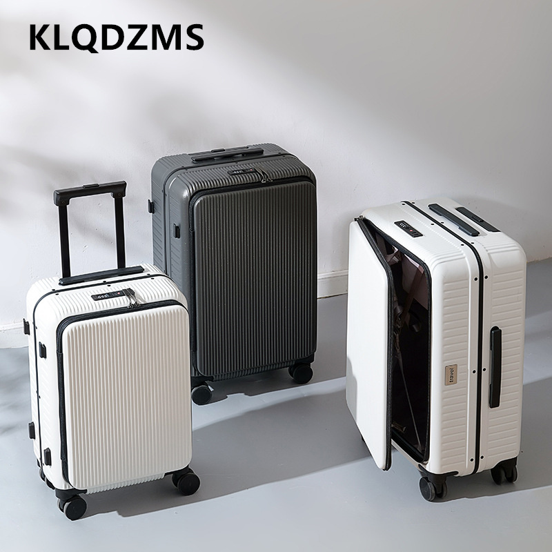 حقيبة سفر بعجلات من KLQDZMS مق - مراجعة Front Opening Laptop Luggage 24 Inch وسعره