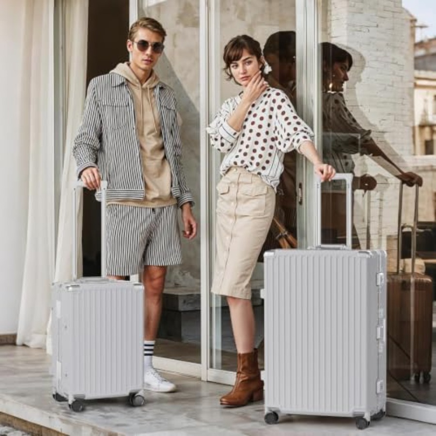 مجموعات حقائب سفر 2 قطعة بإطار - مراجعة Aluminum Frame Carry On Luggage وسعره